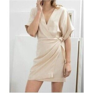 & Other Stories Quiet Luxury Minimalist Career Relaxed Wrap Mini Dress Size 10